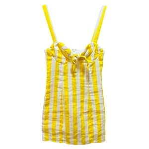 Lovers + Friends Yellow and White Striped Women's Mini Dress XS X-Small